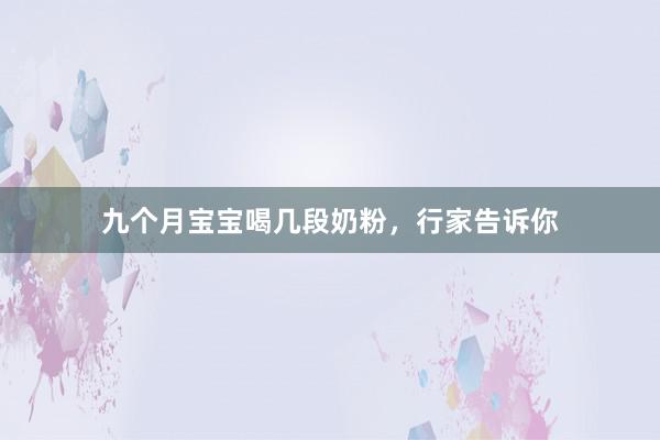 九个月宝宝喝几段奶粉，行家告诉你